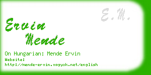 ervin mende business card